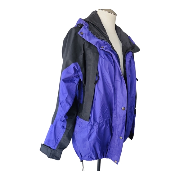 VTG North Face Womens L Gore Tex Mountain Light Rain Jacket Black Purple - Picture 6 of 13